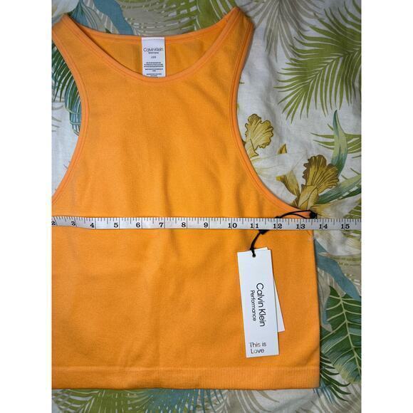 Calvin Klein Performance women’s ribbed Crop Top orange Heather, size large - Picture 3 of 5